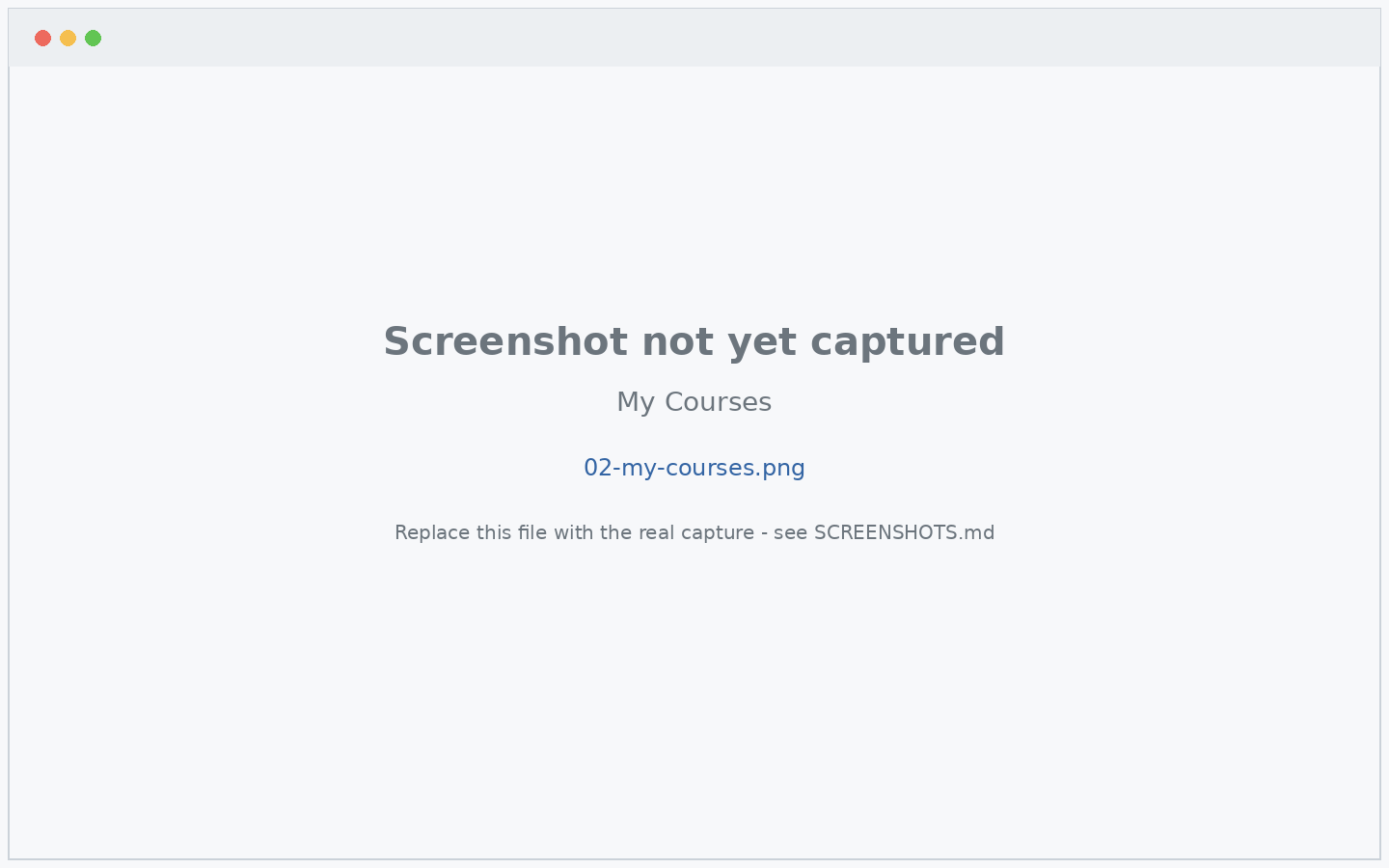 My Courses dashboard with course cards