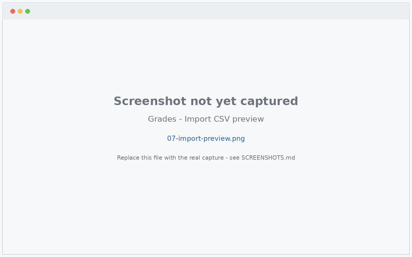 CSV import preview showing matched and unmatched students